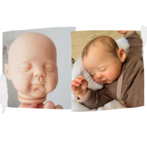 Avant après bébé reborn en train de dormir les bras en l'air