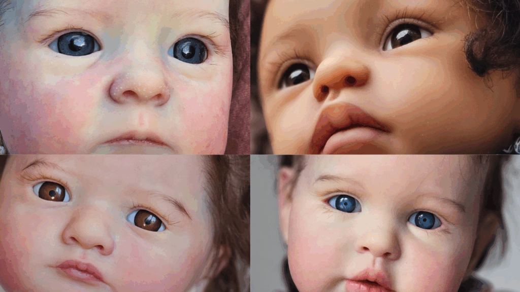 Yeux en verre de poupée reborn crées par Adeline Ginguené